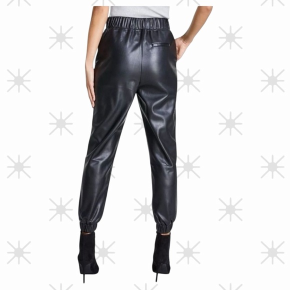 Black Faux Leather Jogger Pants NWT - Picture 2 of 6